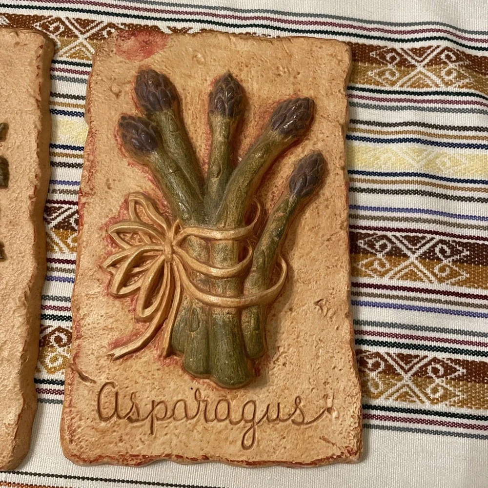Home Interiors Gifts‎ Wall Plaques Eggplant Asparagus Kitchen Veggie Tuscan